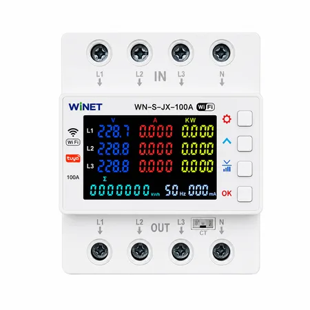 WINET WN-S-JX-100A WiFi Akıllı 3 Faz Enerji Analizörü ve Koruma Rölesi