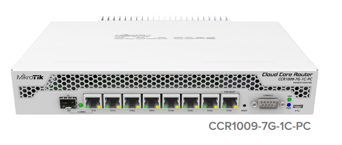 CCR1009-7G-1C-PC EOL - Cloud Core Router 1009-7G-1C-PC 1x Combo Port ,7xGbit LAN , 1xSFP+ 1Gbit , L6