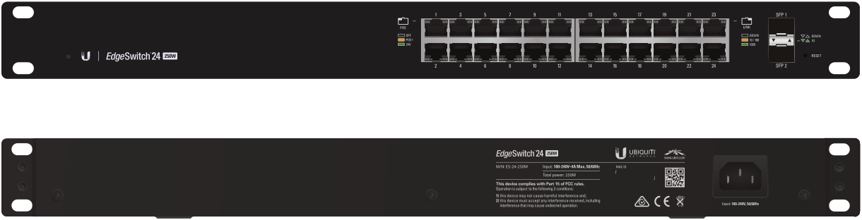 ES-24-500W Ubiquiti Edge Yön. Gigabit Switch POE+ 24x1Gbit Eth + 2x SFP 500 Watt